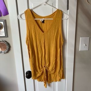 Target universal threads yellow tie front tank top